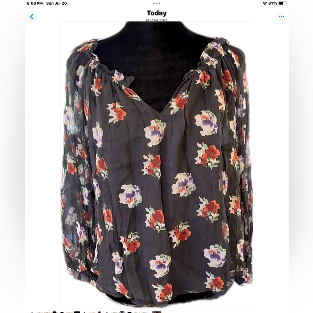 Love Sam Black Floral Long Sleeved Blouse